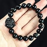 Feng Shui Pulsera Riendo Buda Natural Obsidiana Bronceado Cu