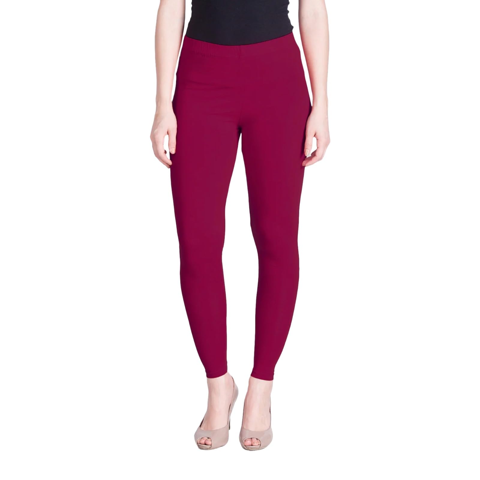 lyra Women Solid Premium Cotton Regular Mid Rise Churidar Leggings | Mid-Waist | Fashionwear, Rose, Large-picture-12