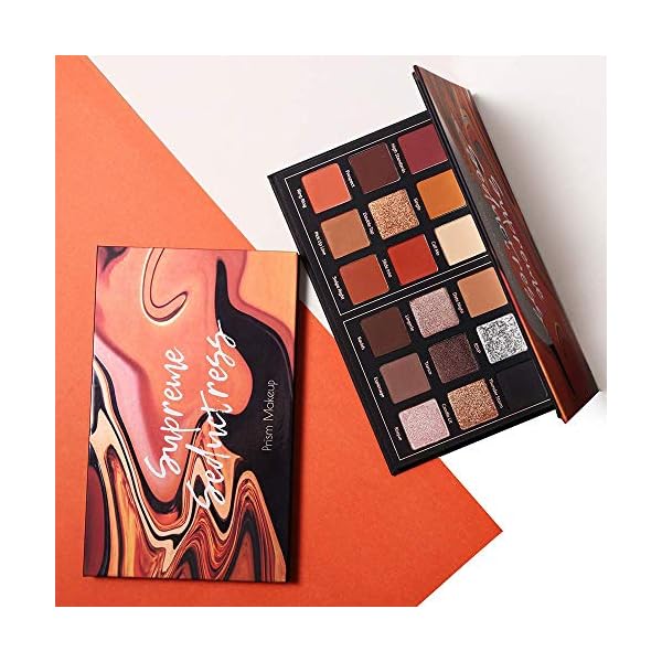 Prism Makeup Matte Eyeshadow Palette Pro 18 Colors Pigmented Shimmer Glitter Eye Shadow Palette, Long Lasting Waterproof Smokey Powder Cosmetics Halloween Makeup Kit (01# Seductress)