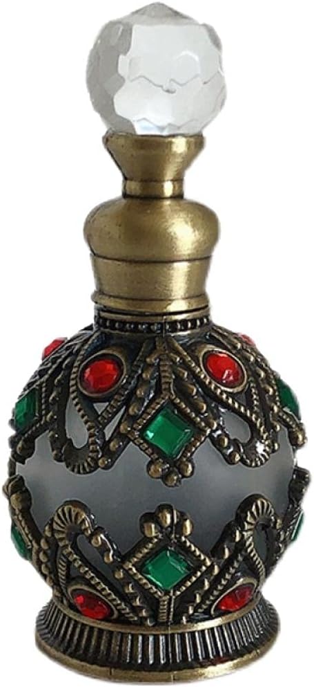 Perfume Bottle Empty Travel Perfume Perfume Dispenser 1Pc 15 Ml Vintage Metalen Parfumfles Arabische Stijl Essentiële Oliën Druppelaar Fles Container Midden-Oosten Decoratie Cadeau-15 Ml_Zwart