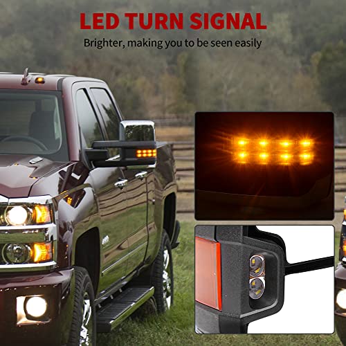 Yitamotor Towing Mirrors Compatible With Chevy Gmc, Power Heated Led Arrow Signal Light Reverse Lights , Replacement For Silverado 2008-2013 Sierra All Models, Silverado 2007 Sierra New Body Style #TOP5