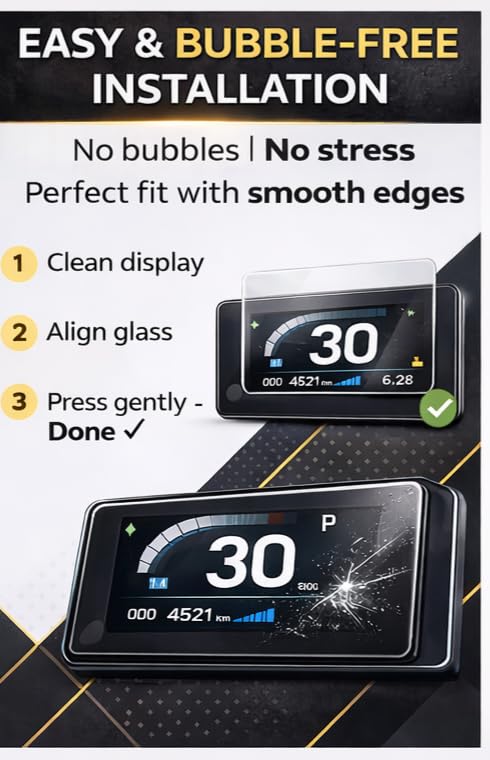 Image of VIYAN Digital Meter Screen Protector Compatible With Honda Activa 125 DLX (2025) | Tempered Glass | HD Clear | Scratch Resistant | Easy Install | 9H Hardness | Bubble Free | [ Pack Of 1]