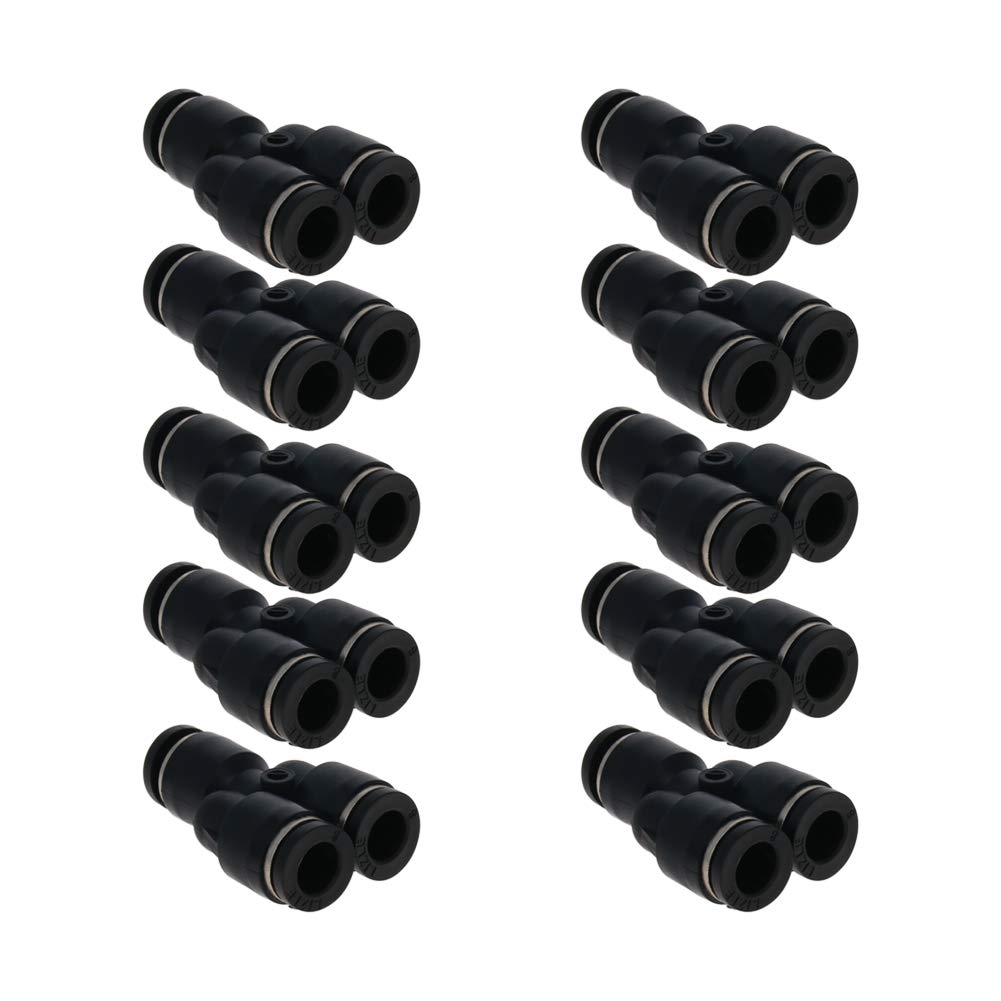 Othmro Black Py8 Plastic Connect Splitter Push To Tube Fittings 8Mm Od Push Lock 10Pcs