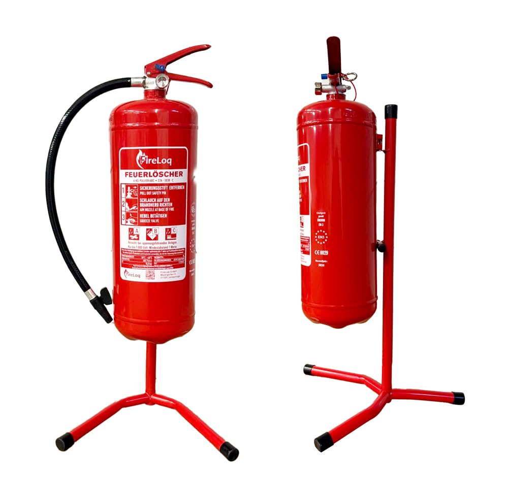6kg Pulver Feuerlöscher mit roter Schutzhaube mit Prüfnachweis und Manometer