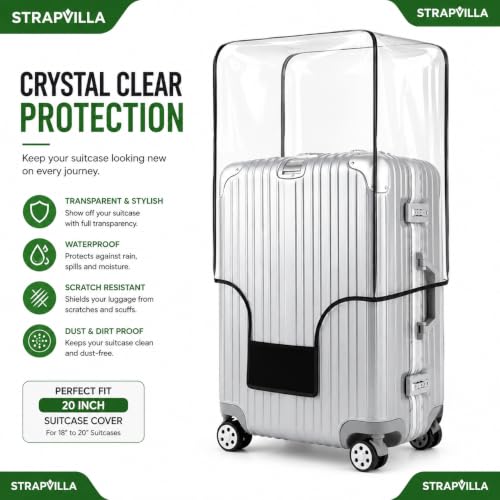 Image of Suitcase Cover Small Size for Travel Luggage Protection | Dustproof Trolley Cover | Washable Reusable Trolley Bag Cover Small Size | Zipper Closure Luggage Cover 20 Inch for Hard Suitcases