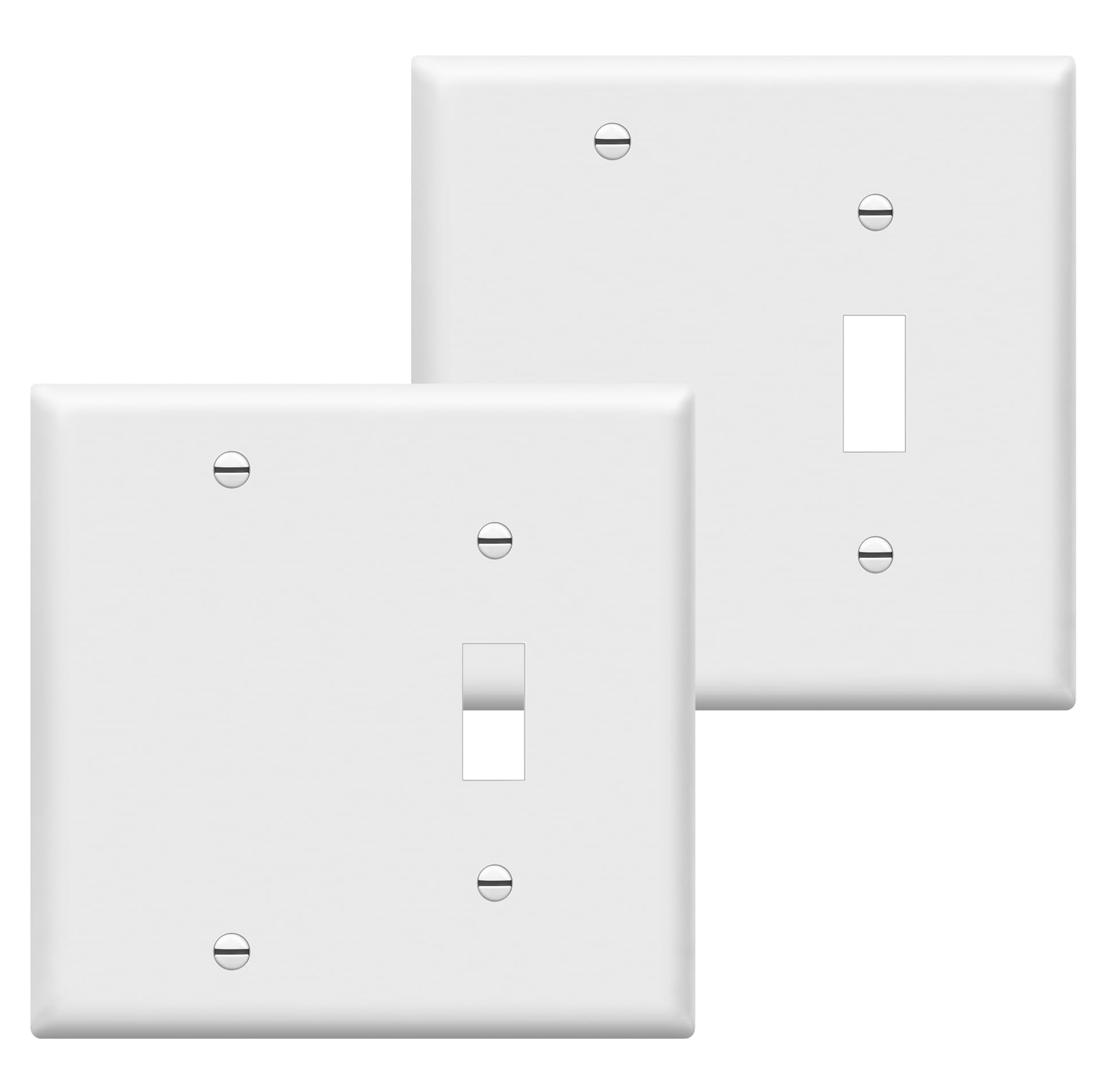 Photo 1 of ENERLITES Combination Toggle Switch/Blank Device Wall Plate, Standard Size, 2-Gang 4.5" x 4.57” Light Switch Cover, Polycarbonate Thermoplastic, UL Listed, 880111-W, White, 2 Pack
