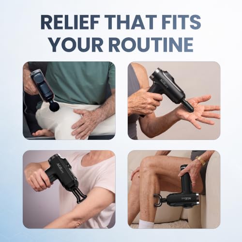 Image of AGEasy (Max Group) Relief Compact Massage Gun | 8 Speed Levels, 4 Massage Heads | USB Type-C Rechargeable Handheld Massager | Full Body Pain Relief Muscle Massage Machine for Men & Women (Black)