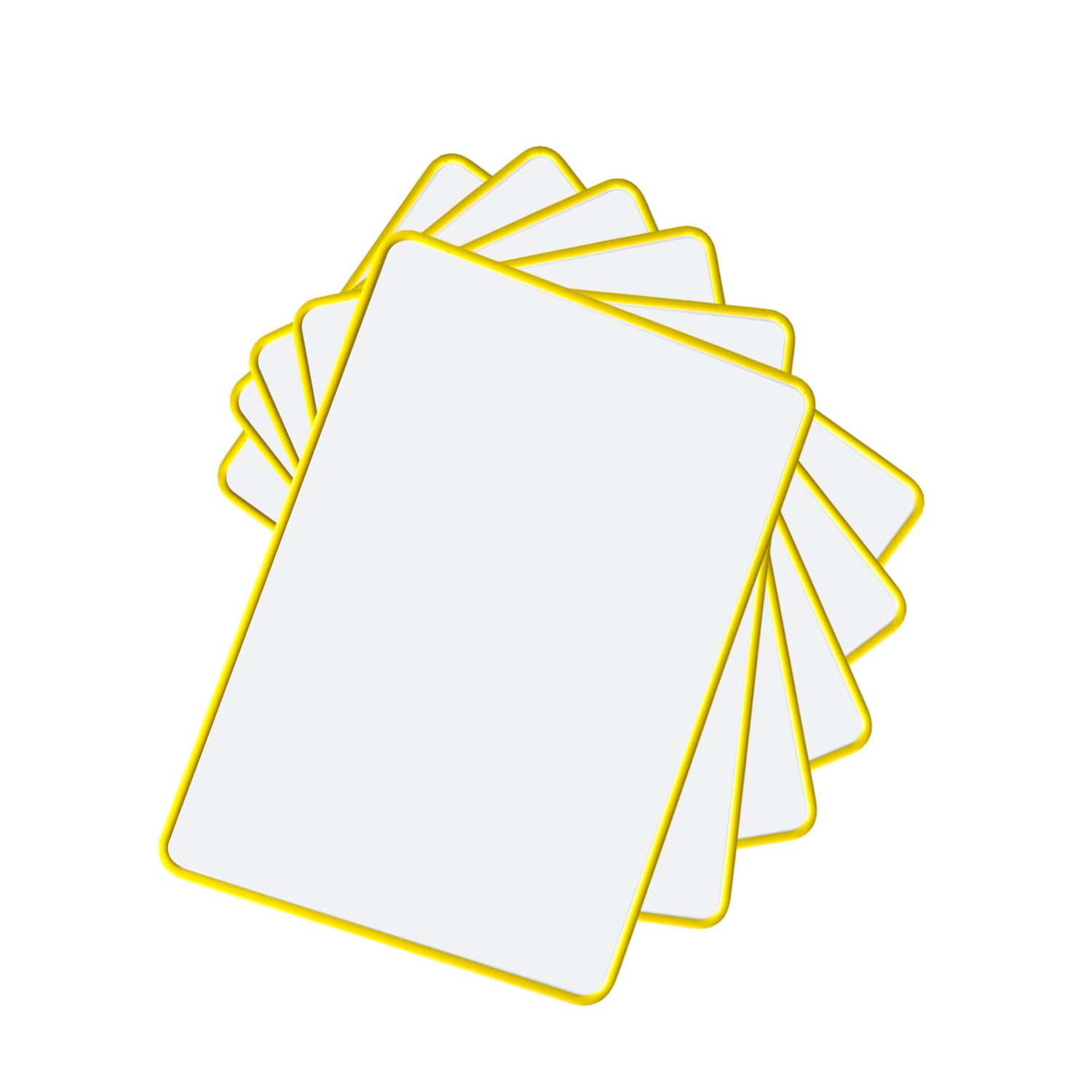 Pack of 6 A4 Double Sided Magnetic Erasable MDF Plain Whiteboards with Yellow Border