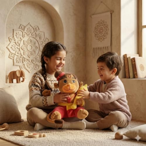 Image of AVSHUB God Soft Toy for Kids Divine Mantra Chanting Baby Hanuman with 3 Preloaded Mantras & Aartis, Musical Soft Plush Toy, Return Gift for Infants, Toddlers & Kids (Medium - 25 Cm)