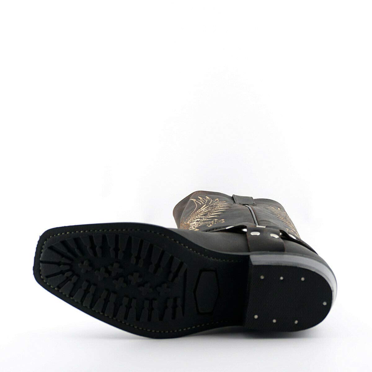 Grinders Bald Eagle Stivali da Uomo di Pelle con Punta Quadrata Stile Cowboy