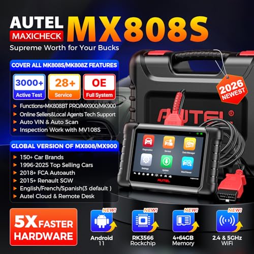 Autel Scanner MaxiCheck MX808S, 2026 US Ver of MaxiCOM MK808S MK808Z, Full Bidirectional Diagnostic Scan Tool as MK900 MX900 MK900BT MK808BT PRO, 3K+ Active Test, 28+ Service, OE All System, OS11, FCA - Image 3