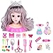 POXIAO Bambole Hair Styling Head Toy, 25Pcs Parrucchiere Trucco Bambole Hair Styling Model Doll Head Styling Playset Giocattoli Accessori per Capelli Playset per Ragazze Bambini