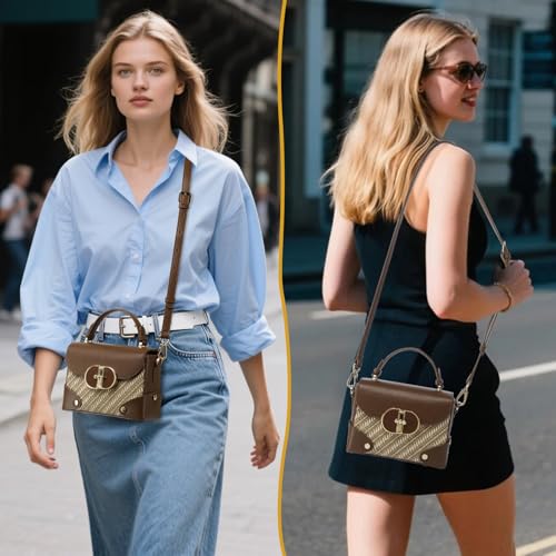 Image of Women's Recycled Leather Top Handle Tote Crossbody Work Bag