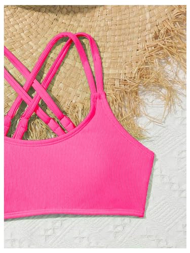 Milumia Girl's 2 Piece Swimsuits Criss Cross Spaghetti Strap Bikini Sets3