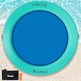 ACOMUZI 8FT Water Hammock Inflatable Floating Dock, Round Floating Ring Lake Floats for Adults, Heavy Duty Pool Float Raft for Ocean and Lake, Mint Green Blue