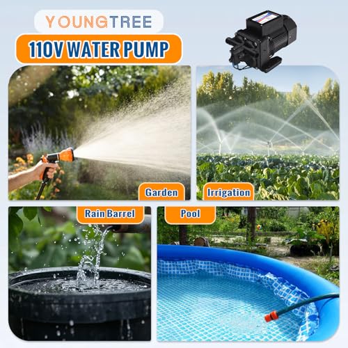 Image of YOUNGTREE Brushless 110V Water Pressure Transfer Pump Continuous Duty 6.0GPM 55PSI On Demand Fresh Water Diaphragm Pump 110 Volt AC for Irrigation Garden Home Pool Car Washing Rain Barrel Industry