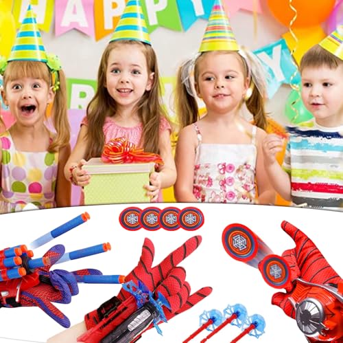 Image of Set of 2 Spider Web Shooters Toy Set, Superhero Glove Launcher, Safe Outdoor Action Toys for Kids, Halloween Christmas Birthday Party Gifts for Boys and Girls (AB, 2)