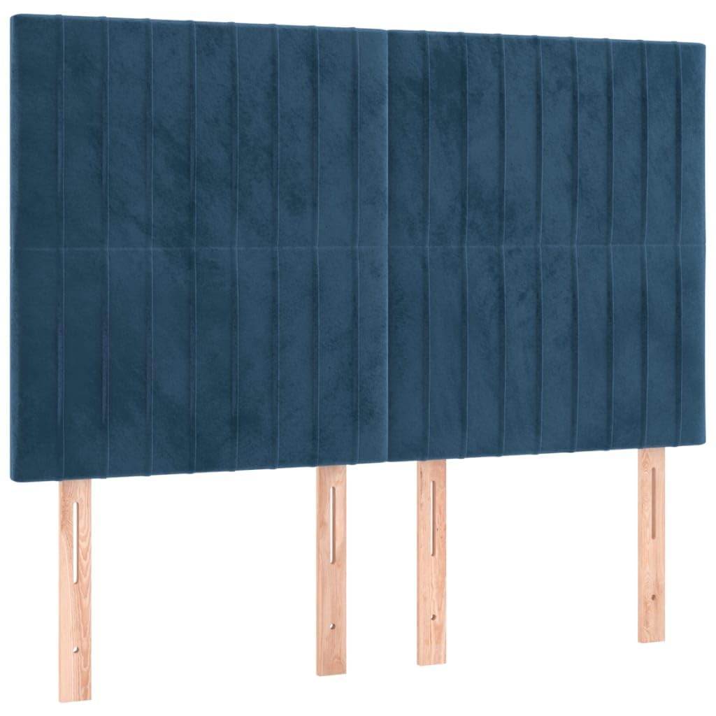 Dunkelblaues Samt Bettgestell 140x190 cm, höhenverstellbares Kopfteil, Stabiler Holzrahmen, für Schlafzimmer Möbel, Komfortables Platform Bett