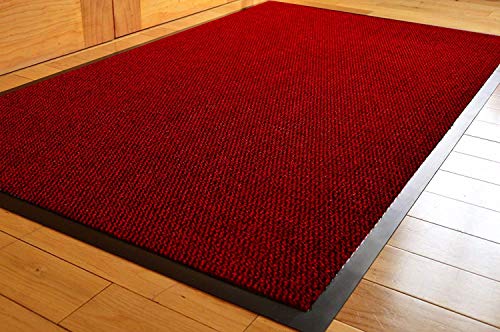 TrendMakers DOOR MATS MEDIUM (WINE RED & BLACK) DIRT TRAPPER BARRIER MAT PVC EDGED ANTI SLIP HOME KITCHEN ENTRANCE HALL RUNNER RUG MATS 80X120CM (2ft 8" x 4ft) | POLYPROPYLENE PILE