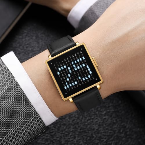 Image of Gosasa Square Men's Luxury Watches Fashion Creative Multifunctional Waterproof Wristwatch, Stainless Steel or Gold and Silver - Toned Leather Strap Gifts for Men