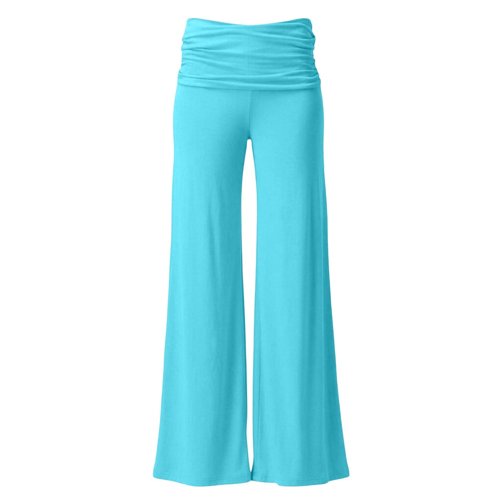 Coral Fold Over Yoga Pants damskie szerokie spodnie z marszczeniem, luźne spodnie koralowe, spodnie do jogi, koralowe, plisowane, szerokie spodnie Palazzo, z wysokim ściągaczem