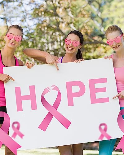 Photect 24 Pairs Pink Ribbon Sunglasses Breast Cancer Awareness Heart Glasses Breast Cancer Accessories4