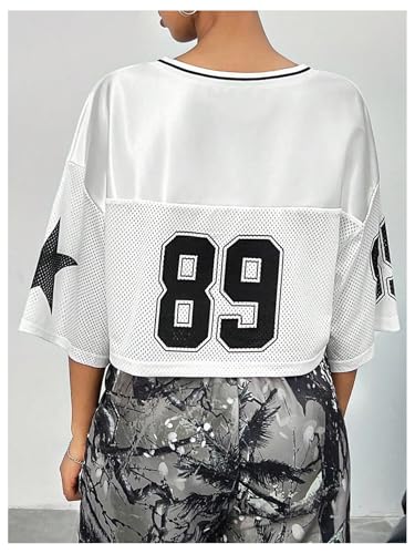 Verdusa Women's Jersey Shirts Y2K Number Graphic Crop Tops Half Sleeve Summer Tees2