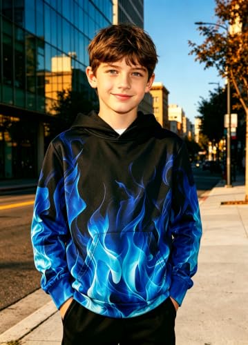 Image of TUONROAD Boys Hoodies 3D Graphic Sweatshirt Lightweight Pullover 6-16T cool