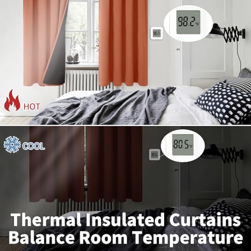 BGment Terracotta 100% Blackout Curtains for Bedroom, Fall Full Room Darkening Noise Reducing Living Room Curtains 63 Inch Length, Thermal Insulated Rod Pocket Window Drapes 2 Panels, 42 Inch Wide by BGment - Image 4