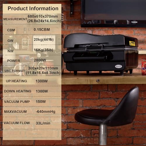 Máquina de sublimación 3D con prensa de vacío 2800W para tazas y camisetas miniatura 7