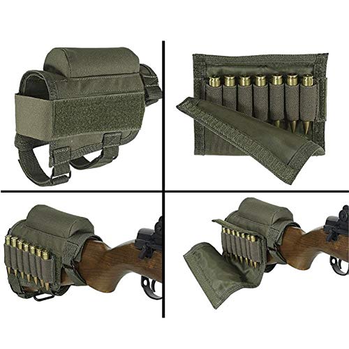 Cheek Riser For Rifle Stock, Tactical Rifle Buttstock, Hunting Shooting Tactical Cheek Rest Pad Ammo Pouch With 7 Shells Holder (Army Green) #TOP2
