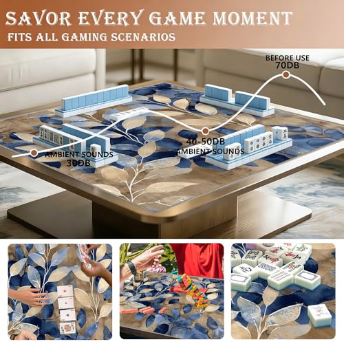 Tapete Vintage para Mahjong 33x33 pulgadas Beige/Azul miniatura 4