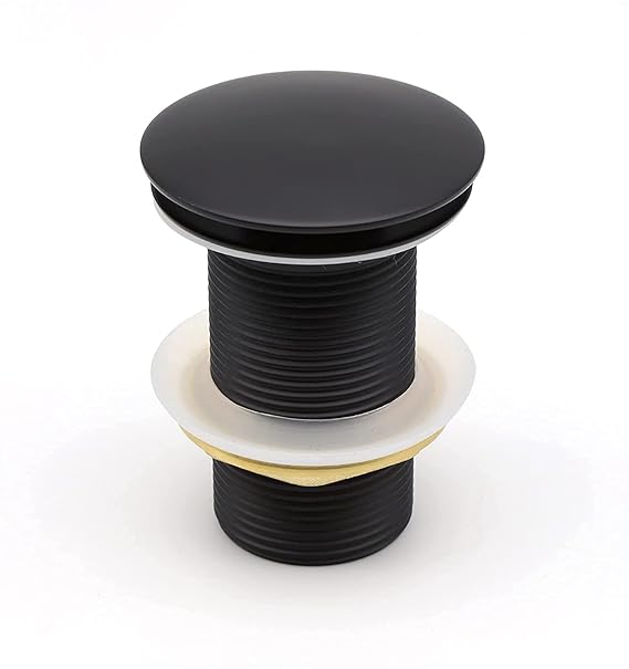 WALLMATE Finish Pop-up Brass Basin Drainer/Waste Coupling Waste Bathroom Wash Basin/Vessel Sink 4 Inch Full Threaded Pop Up 32 MM Flush Valve Faucet (Vessel Installation Type) (Black)