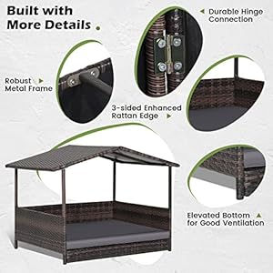 Tangkula-Wicker-Dog-House-Indoor-Outdoor-Raised-Rattan-Dog-Bed-wRemovable-Cushion-Washable-Cover-Weatherproof-Roof-Rattan-Puppy-Shelter-wElevated-Floor-for-Small-Medium-Dogs-Grey - Cucciolini Doodles   Tangkula-Wicker-Dog-House-Indoor-Outdoor-Raised-Rattan-Dog-Bed-wRemovable-Cushion-Washable-Cover-Weatherproof-Roof-Rattan-Puppy-Shelter-wElevated-Floor-for-Small-Medium-Dogs-Grey