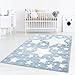 Taracarpet Kinderzimmer und Jugendzimmer Teppich Dreamland Kinderzimmerteppich Sterne blau Creme 120x170 cm