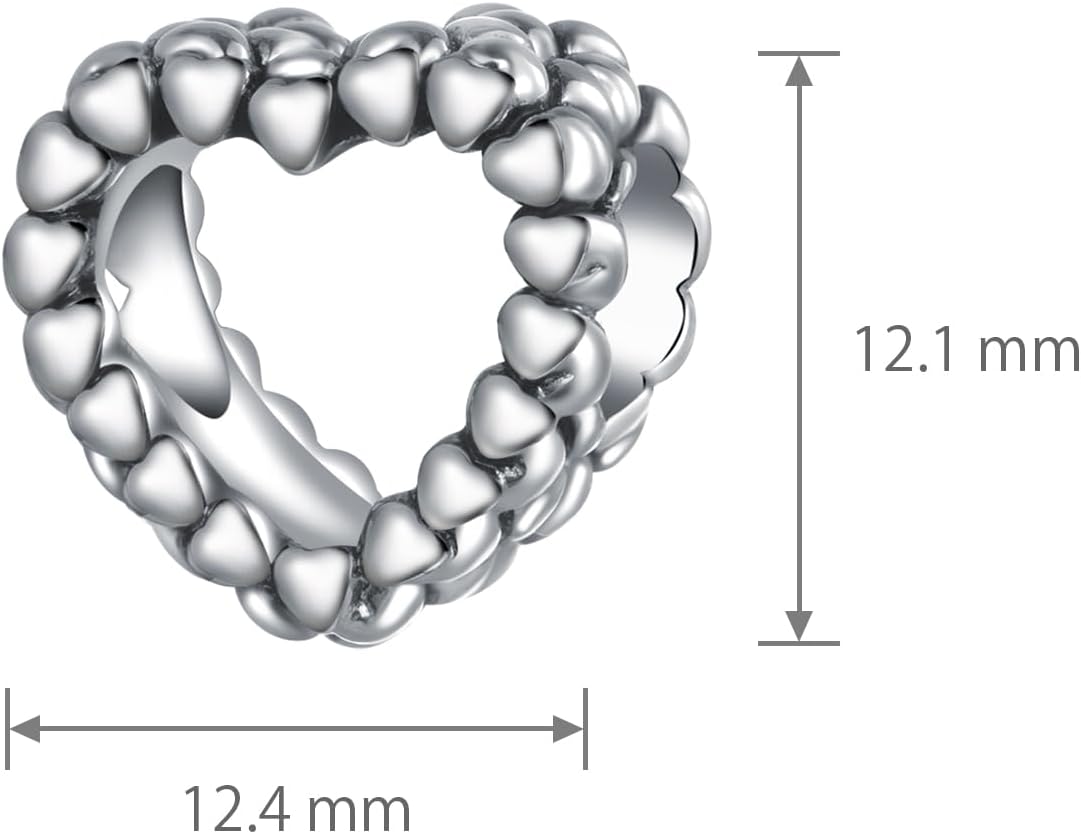 Love Heart Shape Charm Bead Compatible with Pandora Charms Bracelets - Image 2