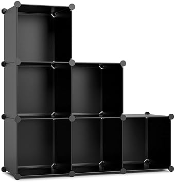 Snazzy Foldable Portable Plastic Closet Cabinet Modular Storage Organizer System for Home and Office (Black)