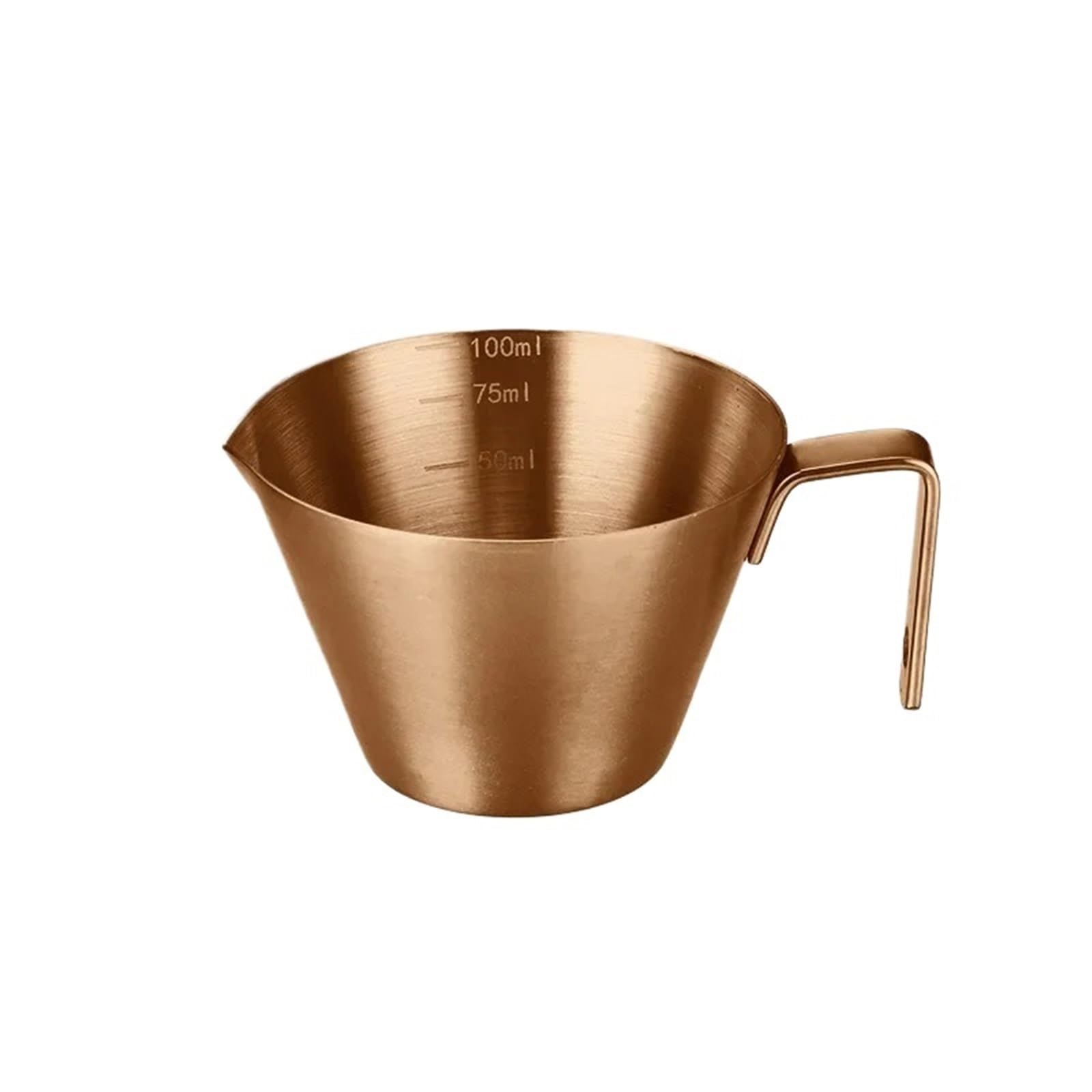 Taza medidora de café expreso acero inoxidable, 2 uds., 100ml, con mango, boquilla for espumar leche, herramienta Barista for Cocina para Latte Art(Rose Golden)