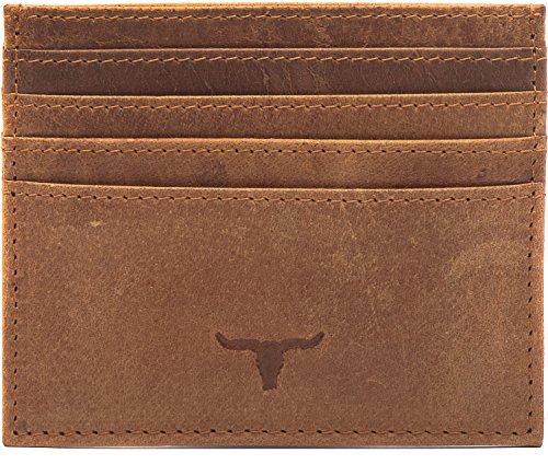 Preisvergleich Produktbild URBAN FOREST, Kreditkartenetui, Visitenkartenetui, Kartenetui, Scheckkartenetui, Kartenmäppchen, Portemonnaie, Geldbörse, Geldbeutel, Echt Leder, 10,5x8,5x0,5cm (B x H x T), Farbe:Cognac