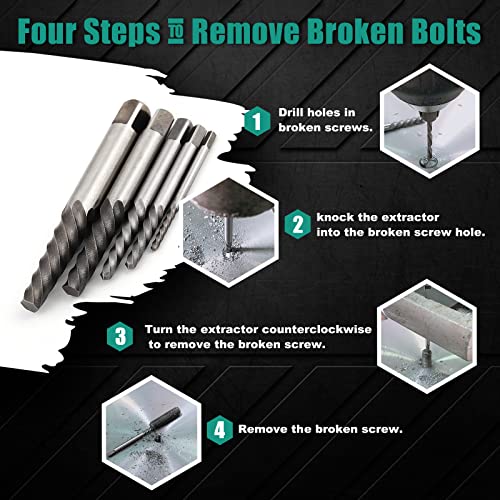 image for COMOWARE Screw Extractor & Left Hand Drill Bit Set- Broken Bolt Remove