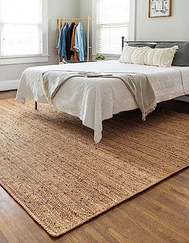Jute Rug 10' x 14' Rectangular Area Rug Hand Woven