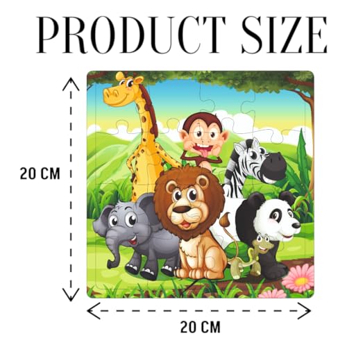 Image of Fiddlys Fiddly's 16-Piece Wooden Jigsaw Puzzles for Kids Ages 3+, Double Layered Wooden Puzzles with Bright Front & Back Print (Mix World Pack of 4)