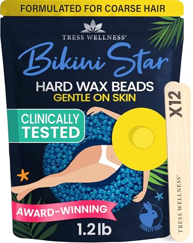 Tress Wellness Wax Beads - Award Winning - Safe for Skin - Dermatologically Tested - At-Home Kit for Bikini, Brazilian & Full Body - Bikini Star 1.2lb