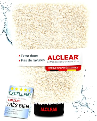 ALCLEAR Gant de Lavage Microfibre Auto - Premium pour Soin Auto Pro - 100% sans Rayures & Doux - Gant Microfibre Haute qualité - Ultra Absorbant & Moelleux