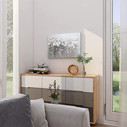 Lamplig Wall Art Grey And White Flowers Modern Farmhouse Paintings Botanical Blossom Dandelion Pictures Artwork Floral Canvas Prints Living Room Bedroom Bathroom Home Decoration 16 X 24 Inch #TOP2