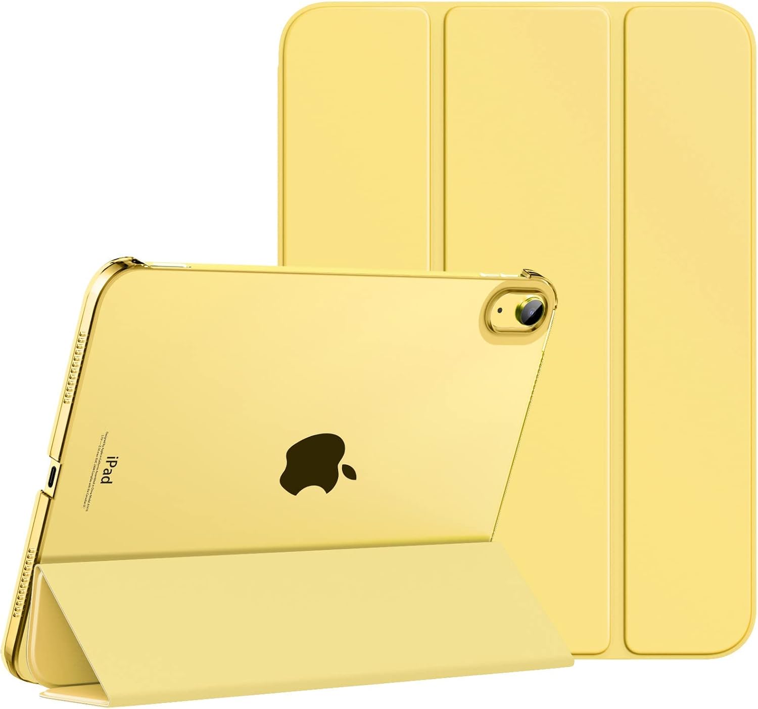 MoKo iPad 10th Generation Case 2022, Slim Stand Hard PC Translucent Back Shell Smart Cover Case for iPad 10th Gen 10.9 inch 2022, Support Touch ID, Auto Wake/Sleep,Light Yellow
