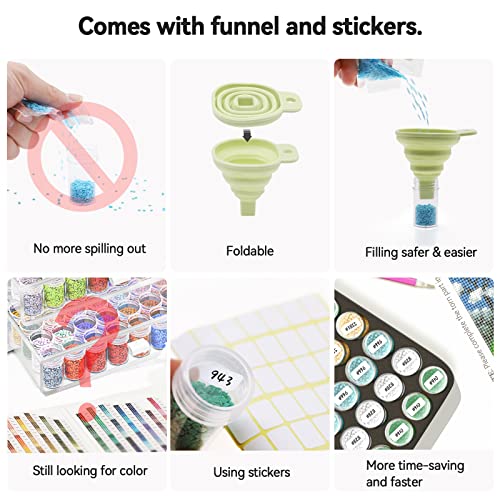 Artdot Storage Containers For Diamond Painting Accessories, Art Bead Organizer 4 Drawers With 192 Slots Storage Bottles And Diamond Painting Tools And Kits Rack With Funnel #TOP2