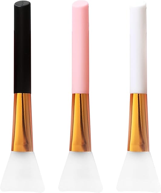 3Pcs Silicone Face Mask Brush Premium Silicone Brush Face Mask Hairless Face Mask Bush Applicator Skin Care Brush for Face Mask Eye Mask Body Lotion Applicator Tools (Pink+White+Black)