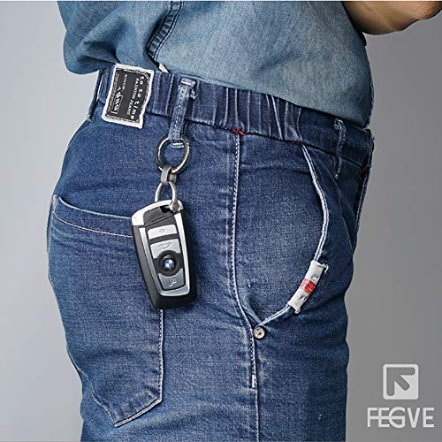 Fegve Titanium Circle Carabiner Keychain Clip,Small Carabiner Clip, Quick Release Keychain (M, Silver) #TOP4