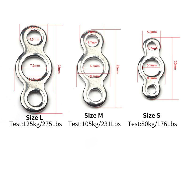 Conectores de anilla 8 acero inoxidable 60 piezas S/M/L miniatura 2